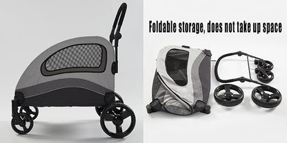 ANLULOAD Dog Stroller for Large Dogs,Dog Carriage,Foldable, Adjustable Handle, with Pocket with One-Foot Brake Up to 132lbs