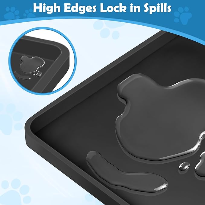 Dog Pee Pad Holder, 2 Pack Dog Potty Tray Silicone Puppy Pad Holder Tray Fits for 24" x 24" Training Pads, Puppy Potty Tray with 8 Clamps No Spill Raised Lip High Edge for Floor Protection (Black)