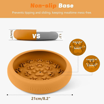 Dog Lick Bowl, Slow Feeder Dog Bowl Licking Mat for Small to Large Dogs, BPA-Free Non-Slip Silicone Slow Feeder Treat Dispenser for Anxiety Relief, Freezer & Dishwasher Safe (Orange, 8.2"×2")
