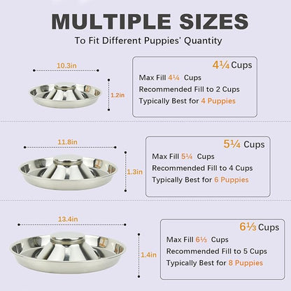 Stainless Steel Puppy Dog Bowls 2 Pack, Pets Puppies Feeding Food and Water Weaning Bowls Dishes Feeder, 11.8 Inch