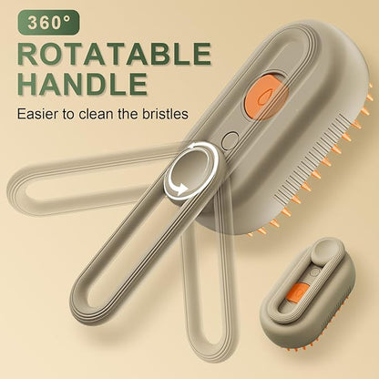 4 in 1 Cat Steam Brush for Shedding, Cat Brush with Steam, Pet Groomer Comb for Massage, Cleaning, Shedding & Combing, Hair Removal Comb for Cats Dogs (Khaki, For long hair)