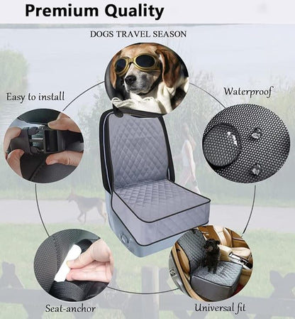 Front Pet Seat Cover Protector for Dogs Cats Car Nonslip Scratchproof Waterproof Washable Pets Front Seats Covers for Cars Trucks SUVs Vans (Grey)