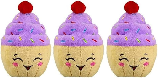 PetSport Happy Birthday Cupcake - Birthday Dog Toys, Happy Birthday Dog Toy, Certified Non-Toxic, Squeaker Inside, Durable, Super Soft, Colorfast, Cupcake Dog Toy - 4.5 Inch, 3-Pack
