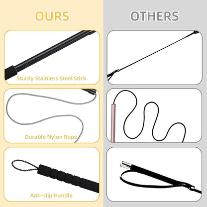 Outdoor Flirt Pole for Dogs - Interactive Toy Teaser Wand for Dogs Outdoor Chase and Tug of War Heavy Duty Dog Flirt Pole, Durable Pet Toys for Dog, Black