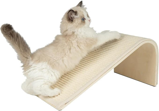 Best Pet Supplies Catify Cat Scratcher, Fun Interactive Scratchers, Posts, Poles, Claw Safe, Furniture Saver Indoor Play Support Natural Cat Behaviors Heavy Duty - Ramp (Cream), 15 x 9