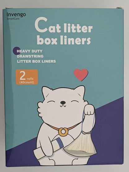 M1 Original Cat Litter Box Waste Bags, 40-Pack Drawstring Liners for Most Self-Cleaning Litter Boxes, Extra Thick Heavy-Duty Drawer Liners, 26" x 11.8", Holds Up to 22 lb