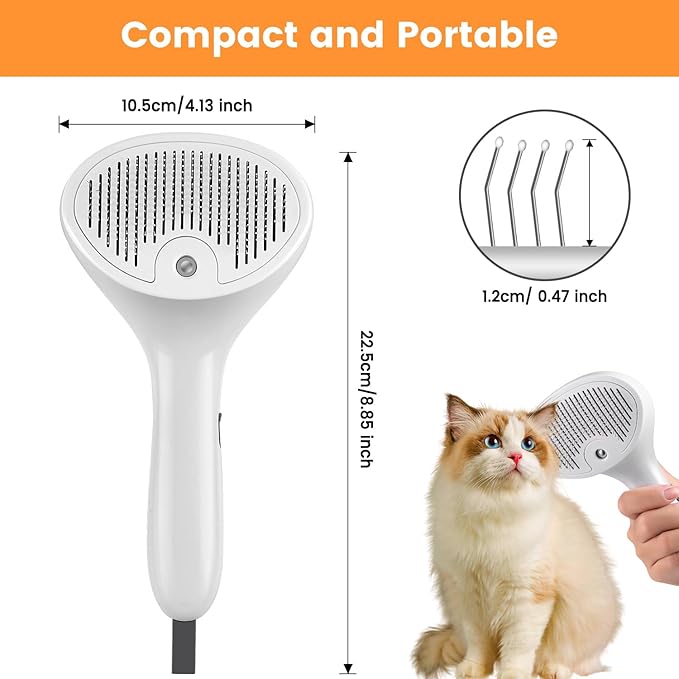 Pet Steam Brush for Dog & Cat, 4 in 1 Self Cleaning Cat Steam Brush for Shedding, Mist Spray Hair Removal Comb for Long Haired Pet Grooming, Effectively Prevents Flying Fur and Reduce Static