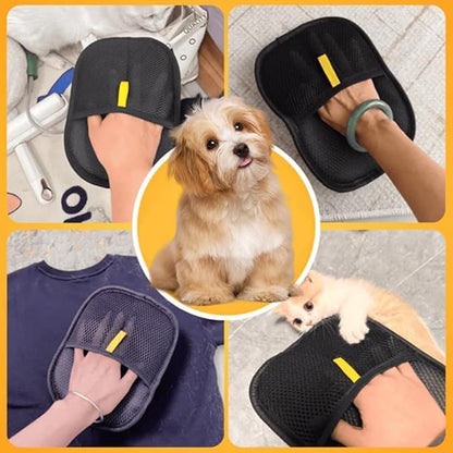 Pet Hair Remover Electrostatic Gloves, Pet Hair Remover Glove Washable, Reusable Cat Dog Grooming Mitt for Couch, Furniture, Carpet, Car Seat (Yellow*2)