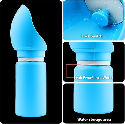 Jalopink Portable Dog Water Bottle, 2-in-1 Leak Proof & Collapsible Silicone Pet Dispenser with Built-in Bowl, Food Grade Travel Cup for Walking, Hiking (19oz/550ml, Blue)