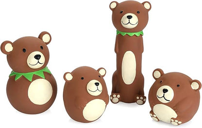 CHIWAVA 4 Pack Squeak Latex Dog Toy Funny Brown Bear Sets Pet Interactive Play for Small Dogs