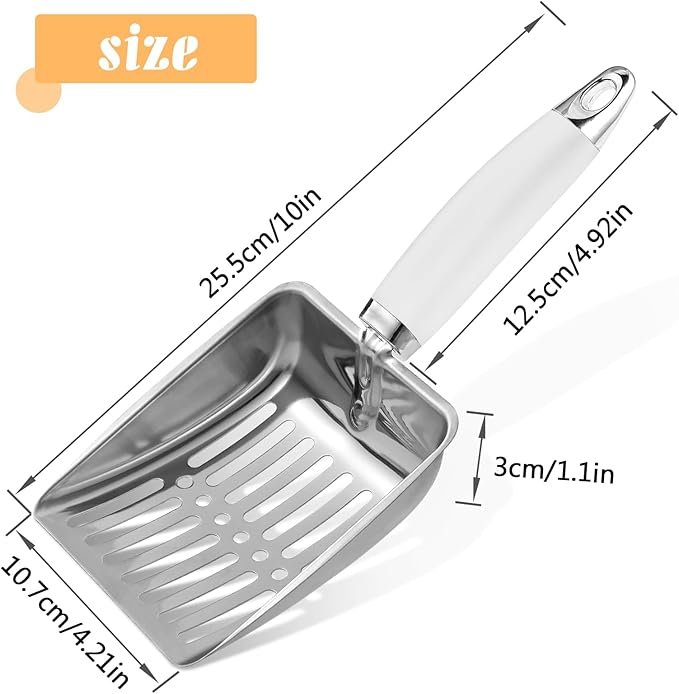 Cat Litter Scoop - Stainless Steel Metal Cat Litter Scoop-Sturdy Mesh Scooper - Mesh Shovel-Easy to Clean - Suitable for Cat Litter Box -Grey White-Christmas