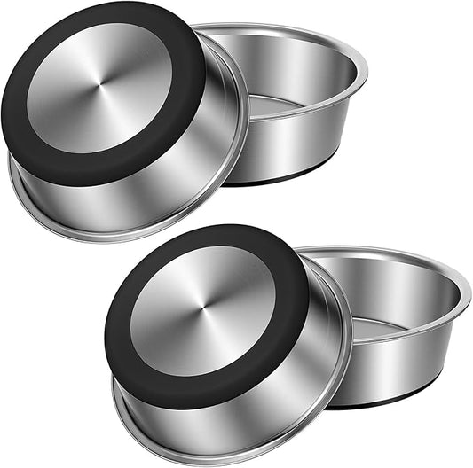 4-Pack Heavy Duty Stainless Steel Dog Bowls with Non-Slip Base – 8 Cup (64 oz) Rust-Resistant Metal Food & Water Dishes for Medium & Large Dogs