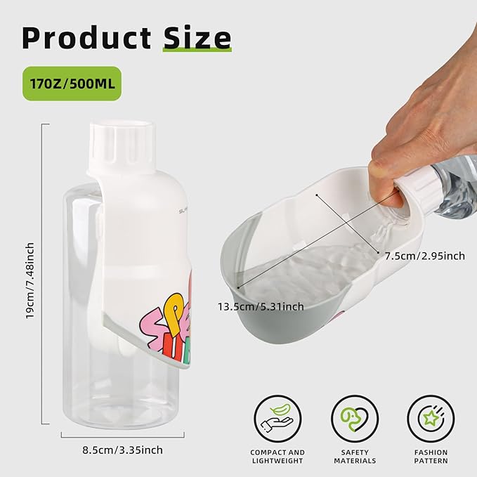 Dog Water Bottle, Leakproof Portable Water Bottle for Dogs, Dog Travel Water Bottles with Convenient Bottles Strap, Dog Travel Accessories for Walking, Hiking, Outdoor, Camping (17oz White)