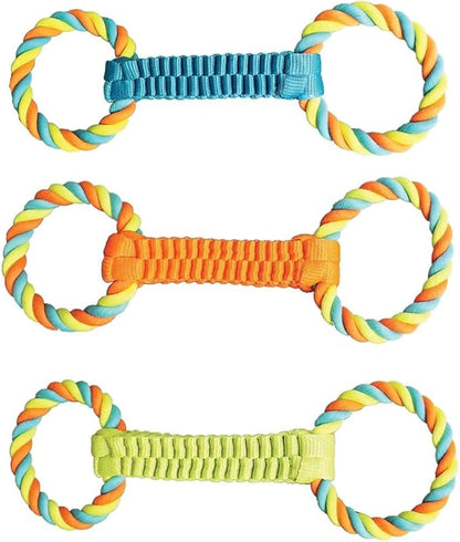 MPP 16" Figure 8 Dog Fetch n' Tug Toy Double Loop Ballistic Weave Braided Nylon Rope (Green)