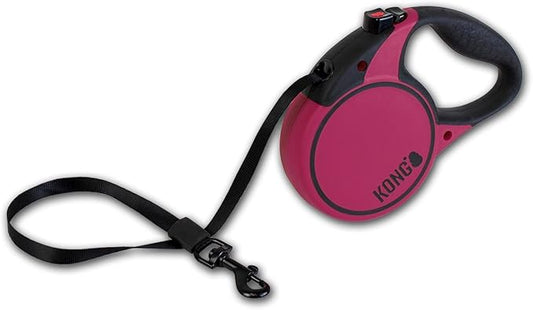 Alcott Kong Terrain Retractable Dog Leash, Medium, Fuschia, 16' Long