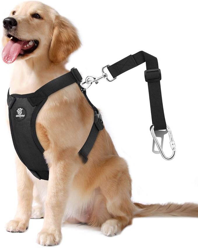 VavoPaw Dog Seat Belt, Safety Vest Dog Car Harness with Adjustable Buckle Dog Seat Belt for Vehicle Nylon Pet Safety Seat Belts Heavy Duty(XL, Black)