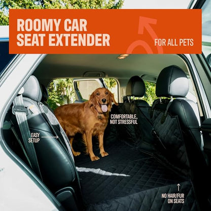 Dog Backseat Extender - Pet Car Seat Cover Hammock & Back Seat Protector | Durable Bridge Protects from Fur Dirt & Claws | Universal Fit for Cars Trucks & SUVs