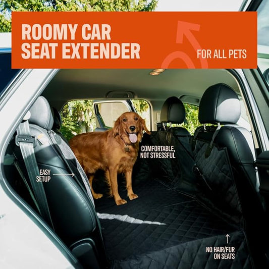 Dog Backseat Extender - Pet Car Seat Cover Hammock & Back Seat Protector | Durable Bridge Protects from Fur Dirt & Claws | Universal Fit for Cars Trucks & SUVs