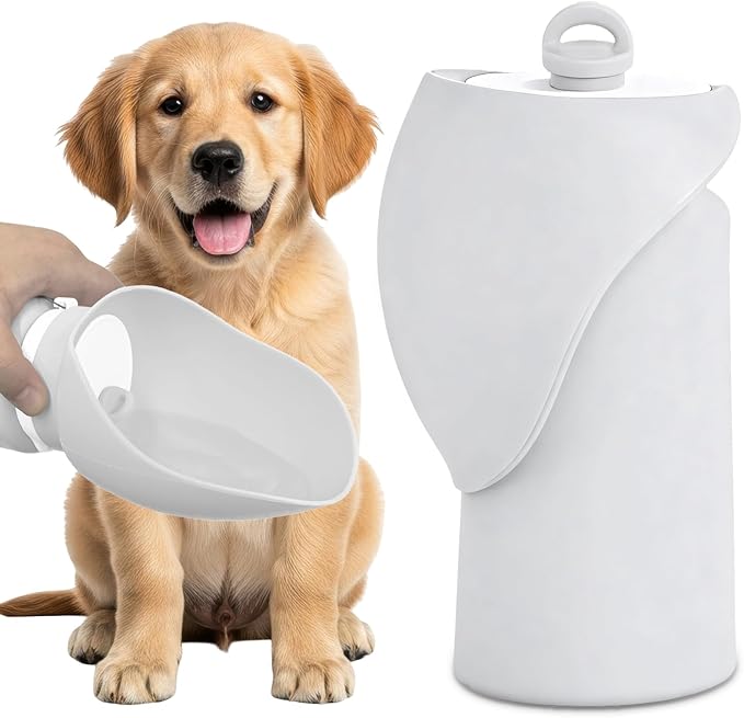 Dog Water Bottle, Leakproof Portable Water Bowl for Dog, Lightweight Water Bottle for Dogs, Food Grade Silicone, Collapsible Travel Pet Water Bottle for Outdoor Hiking Camping (Grey, 18.6 Ounces)
