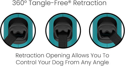 TUG Monochrome 360° Tangle-Free Retractable Dog Leash | 16 ft Strong Nylon Tape (Small, Aqua)