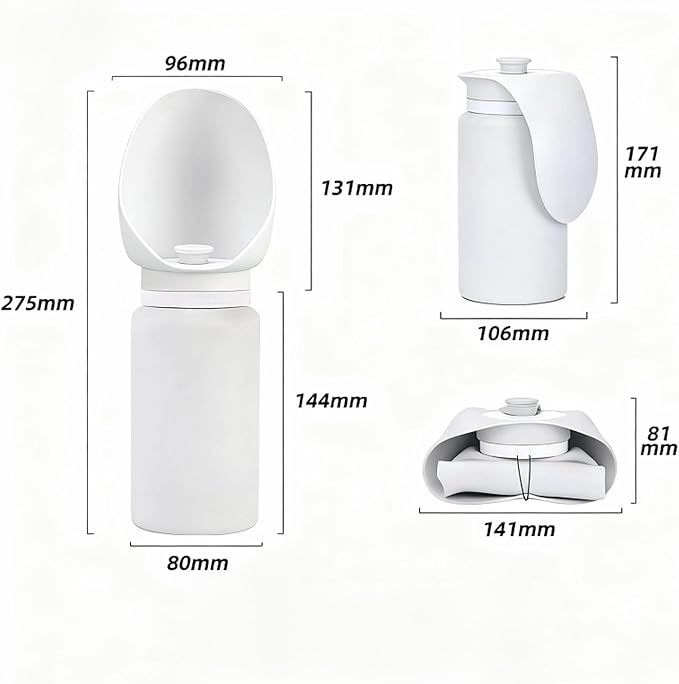 Foldable Dog Water Bottle, Leak Proof Portable Water Bottle for Pets Especially for Walking, Hiking and Outdoors -550ML (Gray, 550ml)