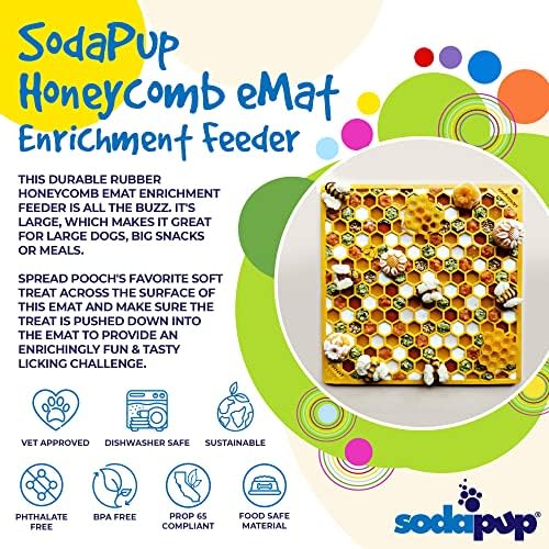 SodaPup Honeycomb eMat – Durable Lick Mat Feeder Made in USA from Non-Toxic, Pet-Safe, Food Safe Rubber for Mental Stimulation, Avoiding Overfeeding, Fresh Breath, Digestive Health, Calming, & More - Image 3