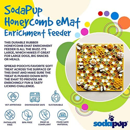 SodaPup Honeycomb eMat – Durable Lick Mat Feeder Made in USA from Non-Toxic, Pet-Safe, Food Safe Rubber for Mental Stimulation, Avoiding Overfeeding, Fresh Breath, Digestive Health, Calming, & More - Image 3