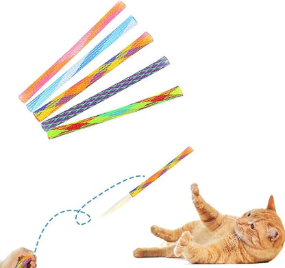 WishLotus Cat Toys, 30pcs Interactive Cat Toy Colorful Cat Stick Toy Telescopic Cat Mesh Pole Cat Jumping Toy Flexible & Shapeable Cat Spring Tube Kitten Chew Toys to Kill Time and Keep Fit (30pcs)