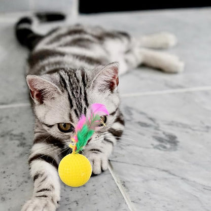 24 Pack Cat Golf Balls for Indoor Kitten Toys, Interactive Cat Pom Pom Ball Toys for Exercise Chase Pounce Entertainment, Random Color