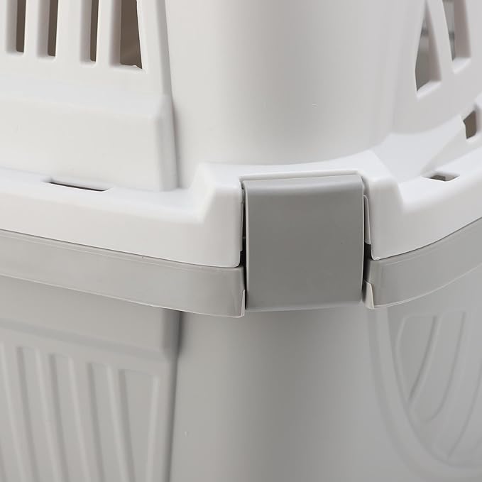 Jiawu Pet Carrier, Hard Sided Spacious Interior Lightweight Plastic Dog Travel Carrier, Portable Pet with Food Bowl for Outdoor Travel, Home, Vet Visits (Gray)