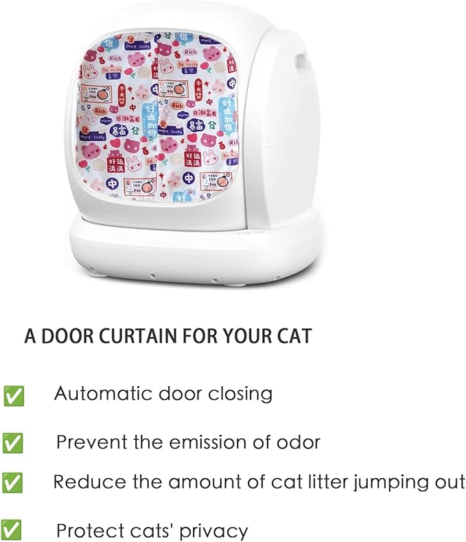 Curtain for Self Cleaning Cat Litter Box,Reduces Cat Litter Bounce, Stops Odors from The Litter Box Self Cleaning (Red)