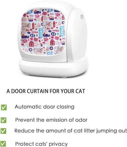 Curtain for Self Cleaning Cat Litter Box,Reduces Cat Litter Bounce, Stops Odors from The Litter Box Self Cleaning (Red)