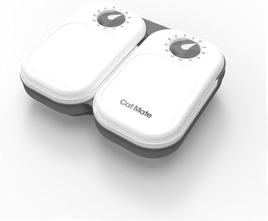 Cat Mate C200 Automatic 2 Meal Timer-Controlled Pet Feeder (401) - for Cats and Small Dogs, Includes Ice Pack for Wet and Dry Food, Meals up to 14 oz Each, White