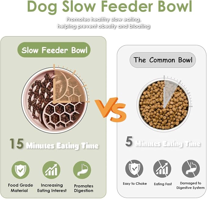 Cat Slow Feeder Bowl,Fun Dog Feeding Bowls with Suction Cups, Anti-Choking, Non-Slip Design, Reduces Boredom, Anxiety,Overeating, Ideal for Medium to Small Dogs & Cats (Pink)