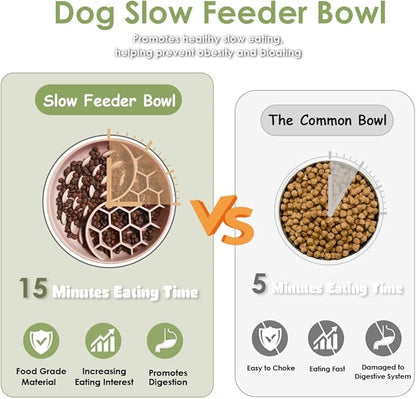 Cat Slow Feeder Bowl,Fun Dog Feeding Bowls with Suction Cups, Anti-Choking, Non-Slip Design, Reduces Boredom, Anxiety,Overeating, Ideal for Medium to Small Dogs & Cats (Pink)
