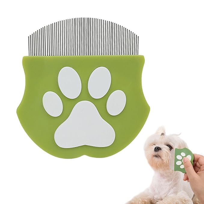 Pet Detangling & Flea Comb for Dogs and Cats – Stainless Steel Fine Teeth Grooming Comb for Tangled Hair, Flea Removal, and Shedding Control – Ideal for Long & Short Haired Pets (Light green)