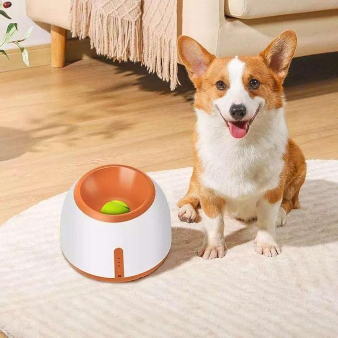 Eaacaa Automatic Ball Thrower for Dogs, 2025 Upgraded Ball Thrower with 3 Tennis Balls, Mentally Stimulating Training Dog Toy for Medium and Large Dogs (Orange)
