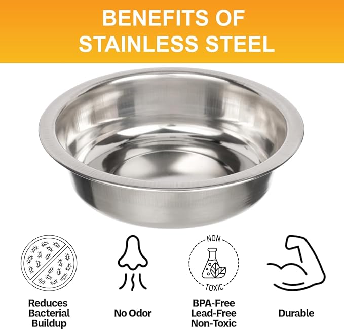 Neater Pet Brands 1.5 Cup (12 oz.) Shallow Stainless Steel Cat Bowls, 1 Single Neater Feeder Replacement Bowl (Deluxe Model), Metal Cat Dishes for Food and Water, Whisker Friendly, Dishwasher Safe