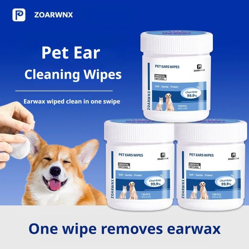 130 PCs Cat Ear Wipes that Gently Clean & Soothe Sensitive Cat Ears; Soft Ear Cleaner for Removing Wax, Dirt & Odor; Unscented Grooming Care - Image 3