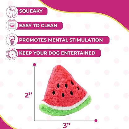 Glow Pups Dog Toy Watermelon 2-Pack for Small Dogs, Plush Squeaky Dog Toys for Small Dogs, Fun Cute Design, Promotes Mental Stimulation, Keeps Puppy Entertained, Playful Peach