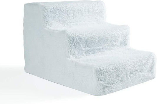 Pet Parade Three Step Pet Stairs – Easy Access to Beds and Couches for Pets – Easy Assembly –Removable Cover – Easy Cleaning