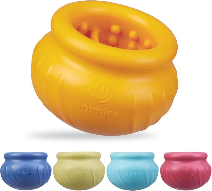 Wobbly Dog Enrichment Lick Toy, Stuffable Frozen Lick Bowl to Keep Dogs Busy, Long-Lasting Interactive Treat Dispensing Dog Toy, Silicone Fetch Catch Chew Toy(Orange,M)