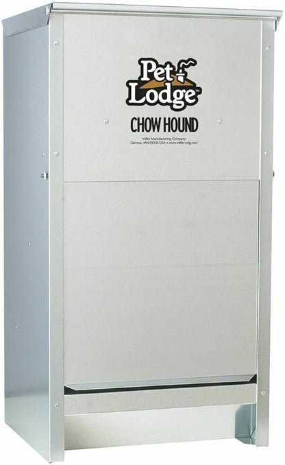 Little Giant Pet Lodge 50 Pound Capacity Indoor and Outdoor Dry Food Automatic Heavy Gauge Steel Chow Hound Dog Feeder (2 Pack)