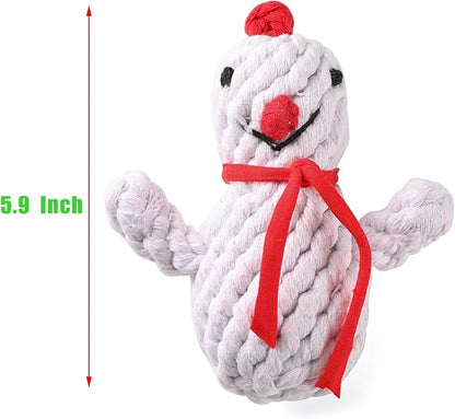 LUCKITTY Christmas Dog Ropes Toy Set - for Small, Medium, and Large Dogs - Includes a Knot Toy, a Snowman, and a Snowflake