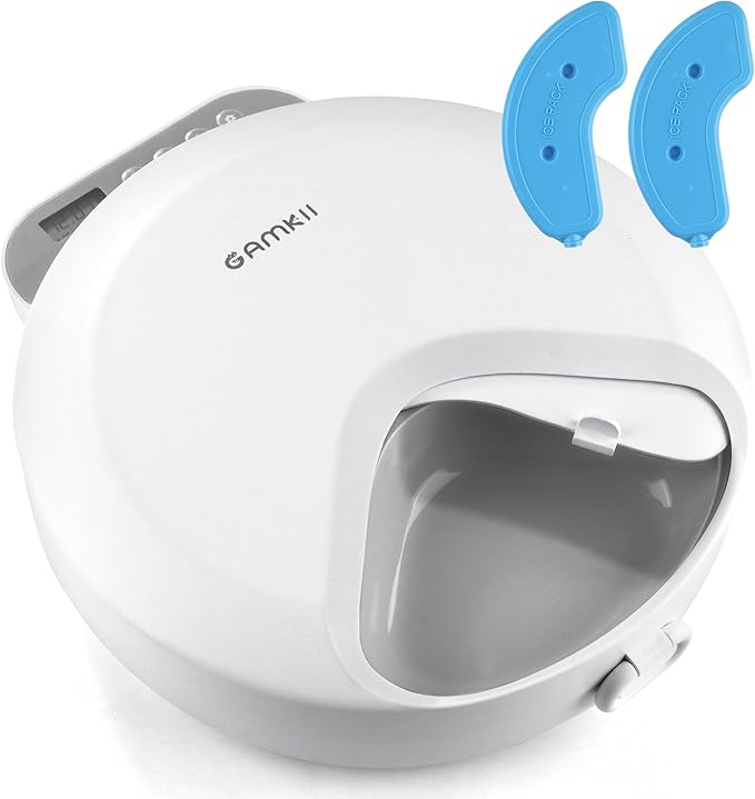 Automatic Cat Feeder Wet Food, Battery Operated Auto Feeder 4 Meals with 2 Ice Packs, Digital Cordless Pet Fresh Food Bowl for Cats Small Dogs with Programmable 12H/24H Format Timer-(Battery Included)