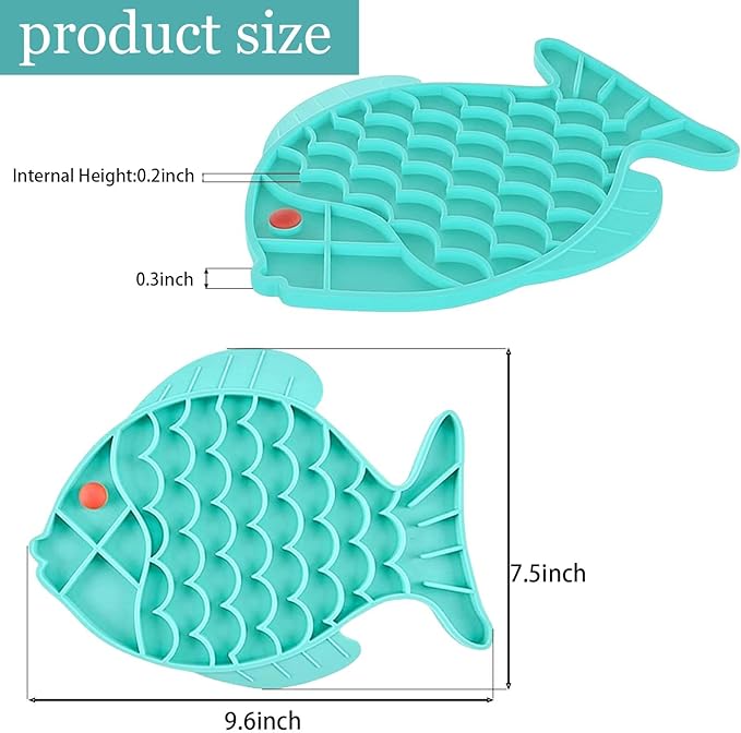 1Pack Slow Feeder Cat Bowls – Fish-Shaped Silicone Puzzle Feeders for Healthy Eating, Boredom & Anxiety Relief, Lick Treat Mat for Cats & Dogs (Blue)