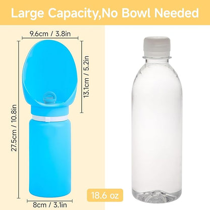 Dog Water Bottle, Leakproof Portable Water Bowl for Dog, Lightweight Water Bottle for Dogs, Food Grade Silicone, Collapsible Travel Pet Water Bottle for Outdoor Hiking Camping (Blue, 18.6 Ounces)