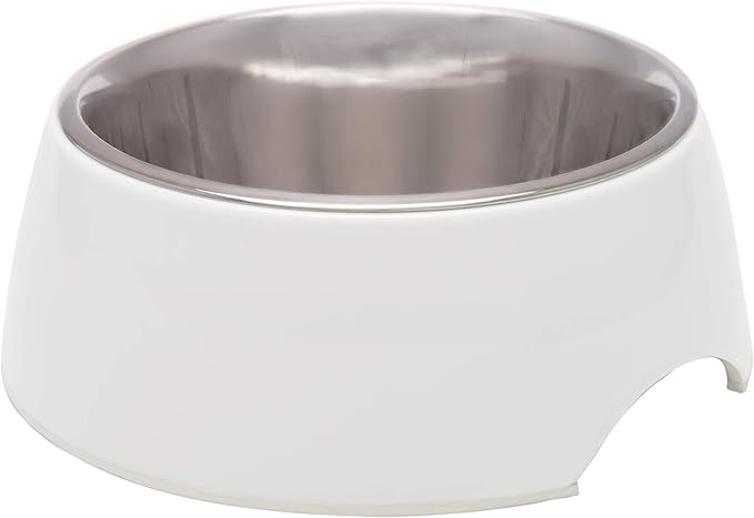 Loving Pets - Retro Bowl Dog Food Water Bowl No Tip Stainless Steel Elevated Pet Bowl No Skid Spill Proof (Small, White)
