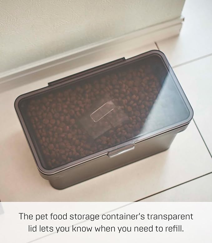 YAMAZAKI Home Tower Airtight Pet Food Storage Container - Cat And Dog Food Holder Bin With Transparent Lid And Handle - Small - Polypropylene - 0.8 Gallons, 3 Liters