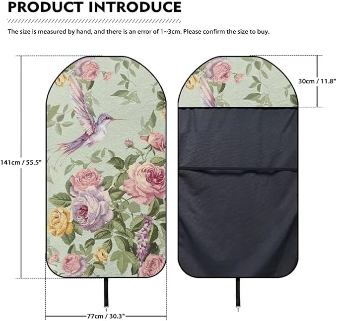Coldinair Vintage Floral Waterproof Towel Car Seat Covers,Hummingbird Beach Sweat Car Seat Protector Front Seats Only Universal Fit for Trucks